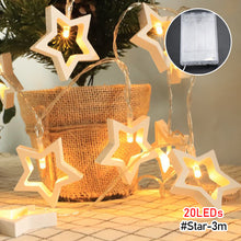 Load image into Gallery viewer, 1.5/3m Wooden Fairy Lights LED Star Heart Tree Light String For Window Room Indoor Outdoor Decor Christmas Wedding Party Decoration