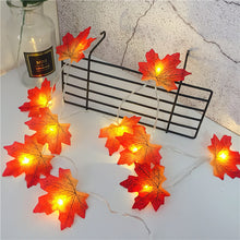 Load image into Gallery viewer, Fall Red Maple Leaf Light String Warm Yellow Simulation Fake Fall Leaves Fairy Lights for Birthday Party Wedding Decoration