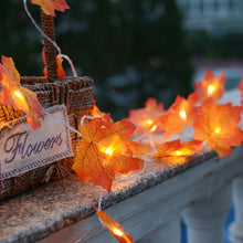 Load image into Gallery viewer, Fall Red Maple Leaf Light String Warm Yellow Simulation Fake Fall Leaves Fairy Lights for Birthday Party Wedding Decoration