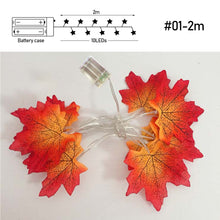 Load image into Gallery viewer, Fall Red Maple Leaf Light String Warm Yellow Simulation Fake Fall Leaves Fairy Lights for Birthday Party Wedding Decoration