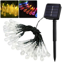 Load image into Gallery viewer, Water Drop Solar Fairy Lights String 20/30/50/100LED Garden Lights 8 Mode Flashing Christmas Party Outdoor Hanging Lights Solar Powered