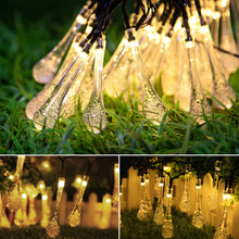 Load image into Gallery viewer, Water Drop Solar Fairy Lights String 20/30/50/100LED Garden Lights 8 Mode Flashing Christmas Party Outdoor Hanging Lights Solar Powered