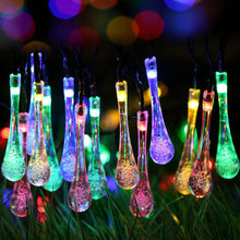 Load image into Gallery viewer, Water Drop Solar Fairy Lights String 20/30/50/100LED Garden Lights 8 Mode Flashing Christmas Party Outdoor Hanging Lights Solar Powered