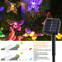Load image into Gallery viewer, Butterfly Solar Fairy Lights String 20/30/50/100LED Garden Lights 8 Mode Flashing Christmas Party Outdoor Hanging Lights Solar Powered