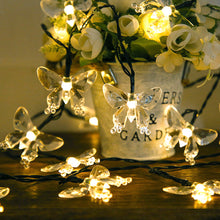 Load image into Gallery viewer, Butterfly Solar Fairy Lights String 20/30/50/100LED Garden Lights 8 Mode Flashing Christmas Party Outdoor Hanging Lights Solar Powered