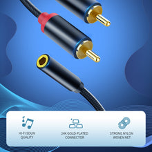 Load image into Gallery viewer, RCA Cable 2RCA To 3.5mm Jack Female AUX Audio Cable Stereo Splitter Adapter Cable For TV PC DVD Speaker Audio Amplifiers