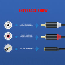 Load image into Gallery viewer, RCA Cable 2RCA To 3.5mm Jack Female AUX Audio Cable Stereo Splitter Adapter Cable For TV PC DVD Speaker Audio Amplifiers