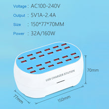 Load image into Gallery viewer, Multi-port mobile phone charger 12/18/24/30 port 5V2A fast intelligent identification porous USB charger