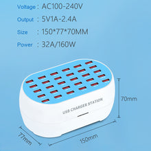 Load image into Gallery viewer, Multi-port mobile phone charger 12/18/24/30 port 5V2A fast intelligent identification porous USB charger
