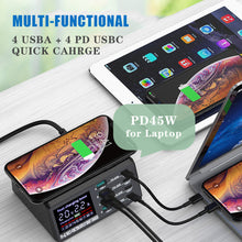 Load image into Gallery viewer, 8-Port LCD Quick Charge USB Charger Wireless Charger USB C PD Fast Charger for iPhone 13 12 Pro MacBook Air Samsung S20 Xiaomi