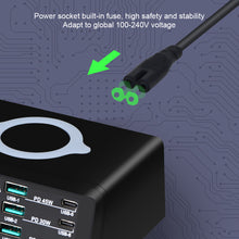 Load image into Gallery viewer, 8-Port LCD Quick Charge USB Charger Wireless Charger USB C PD Fast Charger for iPhone 13 12 Pro MacBook Air Samsung S20 Xiaomi