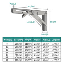 Load image into Gallery viewer, 2Pcs Triangle Folding Angle Bracket Heavy Support Adjustable Wall Mounted Bench Table Shelf Bracket Furniture Hardware Bracket