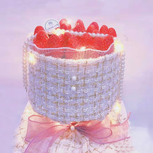 Load image into Gallery viewer, Luxury Elegant Cake Border Plaid Fabric Birthday Cake Decoration Pearl Chain Bouquet Cake Border for Valentine's Day Mother's Day
