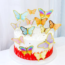 Load image into Gallery viewer, 10pcs Butterfly Cake Decoration Bronzing Butterfly Cake Topper Romantic Valentine's Day Baking Decoration Supplies