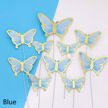 Load image into Gallery viewer, 10pcs Butterfly Cake Decoration Bronzing Butterfly Cake Topper Romantic Valentine's Day Baking Decoration Supplies