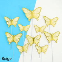 Load image into Gallery viewer, 10pcs Butterfly Cake Decoration Bronzing Butterfly Cake Topper Romantic Valentine's Day Baking Decoration Supplies