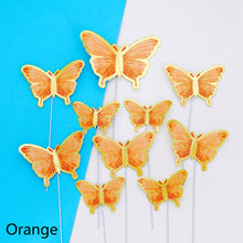 Load image into Gallery viewer, 10pcs Butterfly Cake Decoration Bronzing Butterfly Cake Topper Romantic Valentine's Day Baking Decoration Supplies