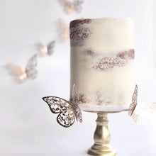 Load image into Gallery viewer, 12pcs Hollow Butterfly Cake Decoration Bronzing Butterfly Cake Topper Romantic Valentine's Day Baking Decoration Supplies