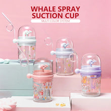 Load image into Gallery viewer, Whale Spray Bottle Kids Summer Suction Cup Children Bottler with Scale Portable Water Cup with Shoulder Strap