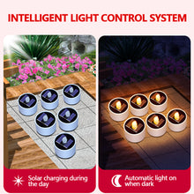 Load image into Gallery viewer, 6Pcs Outdoor Flameless Electronic Solar LED Tea Lights Solar Power LED Candles Light Plastic Solar Energy Candle Lamp