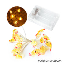 Load image into Gallery viewer, 2M/3M Fairy Easter Bunny Shaped Chick Lights Copper Wire Battery Powered Indoor Led Rope Night Light Home Holiday Window Decoration Party Supplies