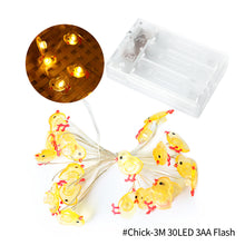 Load image into Gallery viewer, 2M/3M Fairy Easter Bunny Shaped Chick Lights Copper Wire Battery Powered Indoor Led Rope Night Light Home Holiday Window Decoration Party Supplies