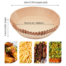 Load image into Gallery viewer, 10/20/50/100pcs 24cm Air Fryer Disposable Round Baking Papers Air Fryer Liners Non-Stick Steamer Oil Paper Liners Kitchen Accessories