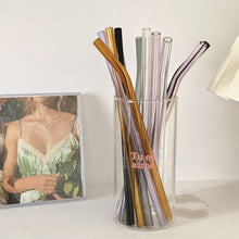 Load image into Gallery viewer, Reusable Transparent Glass Straws Multi-Color Glass Eco Friendly Heat-resistant High Borosilicate Straw Drinking Straws for Juice Milk Coffee Bar Drinks
