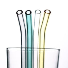 Load image into Gallery viewer, Reusable Transparent Glass Straws Multi-Color Glass Eco Friendly Heat-resistant High Borosilicate Straw Drinking Straws for Juice Milk Coffee Bar Drinks