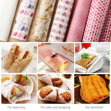 Load image into Gallery viewer, 10/50Pcs Wax Paper Food Grade Grease Paper Food Wrappers Wrapping Paper Oil-proof Baking Paper For Bread Candy Cake Burger Nougat Fries Oilpaper