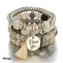 Load image into Gallery viewer, Bohemian Alloy Pendant Multi-layer Pearl Bracelet Glass Temperament Tassel Multi-layer Simulation Crystal Bracelet Women Jewelry