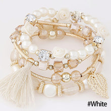 Load image into Gallery viewer, Bohemian Imitation Crystal Multi-layer Leaves Bracelet Glazed Alloy Temperament Tassel Multi-layer Bracelet Women Jewelry