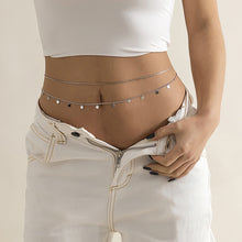Load image into Gallery viewer, Fashionable Sweet Cool Alloy Double Layer Thin Chain Waist Chain Versatile Tassel Chain Sequin Female Women Sexy Body Chain