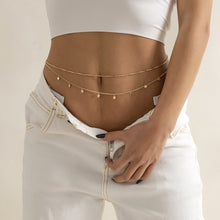 Load image into Gallery viewer, Fashionable Sweet Cool Alloy Double Layer Thin Chain Waist Chain Versatile Tassel Chain Sequin Female Women Sexy Body Chain