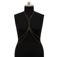 Load image into Gallery viewer, Fashion Beach Bikini Cross Clothes Chest Chain Sexy Rhinestone Multilayer Tassel Chain Body Chain Female Women Jewelry