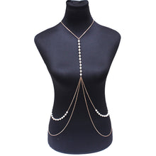 Load image into Gallery viewer, Fashion Long Temperament Sexy Imitation Pearl Beaded Body Chain Beach Simple Female Women Chest Chain Jewelry Accessories