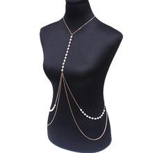 Load image into Gallery viewer, Fashion Long Temperament Sexy Imitation Pearl Beaded Body Chain Beach Simple Female Women Chest Chain Jewelry Accessories