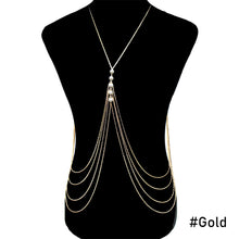 Load image into Gallery viewer, Fashion Exaggerated Multilayered Tassel Imitation Pearl Body Chain Women Female Alloy Chest Chain Party Accessories