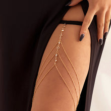Load image into Gallery viewer, Sexy Beach Imitation Pearl Body Chain Simple Stretch Star Rhinestone Tassel Thigh Chain Women Female Jewelry Accessories