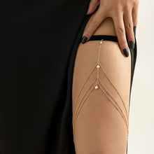 Load image into Gallery viewer, Sexy Beach Imitation Pearl Body Chain Simple Stretch Star Rhinestone Tassel Thigh Chain Women Female Jewelry Accessories