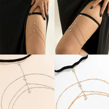 Load image into Gallery viewer, Sexy Beach Imitation Pearl Body Chain Simple Stretch Star Rhinestone Tassel Thigh Chain Women Female Jewelry Accessories