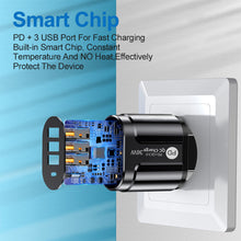 Load image into Gallery viewer, 36W PD+QC3. 0 2.4a EU US UK Standard Plug USB Charger Fast Charging Mobile Phone Charger 3usb With PD Charging Head For Phone
