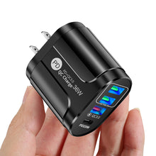 Load image into Gallery viewer, 36W PD+QC3. 0 2.4a EU US UK Standard Plug USB Charger Fast Charging Mobile Phone Charger 3usb With PD Charging Head For Phone