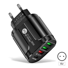 Load image into Gallery viewer, 36W PD+QC3. 0 2.4a EU US UK Standard Plug USB Charger Fast Charging Mobile Phone Charger 3usb With PD Charging Head For Phone
