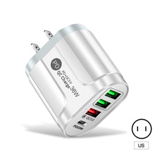 Load image into Gallery viewer, 36W PD+QC3. 0 2.4a EU US UK Standard Plug USB Charger Fast Charging Mobile Phone Charger 3usb With PD Charging Head For Phone