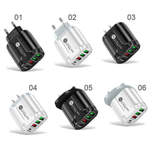 Load image into Gallery viewer, 36W PD+QC3. 0 2.4a EU US UK Standard Plug USB Charger Fast Charging Mobile Phone Charger 3usb With PD Charging Head For Phone