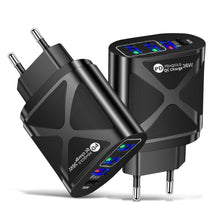 Load image into Gallery viewer, 36W PD+QC3.0 2.4A Mobile Phone Charger European American Fast Charging 3USB with PD Charging Adapter