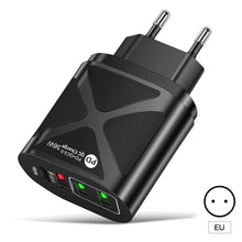 Load image into Gallery viewer, 36W PD+QC3.0 2.4A Mobile Phone Charger European American Fast Charging 3USB with PD Charging Adapter