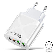 Load image into Gallery viewer, 36W PD+QC3.0 2.4A Mobile Phone Charger European American Fast Charging 3USB with PD Charging Adapter