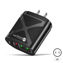 Load image into Gallery viewer, 36W PD+QC3.0 2.4A Mobile Phone Charger European American Fast Charging 3USB with PD Charging Adapter